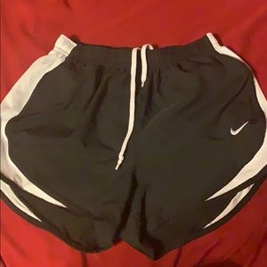 Black and white Nike athletic shorts